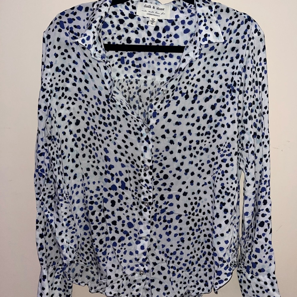 Anthropologie printed button up long sleeve blouse